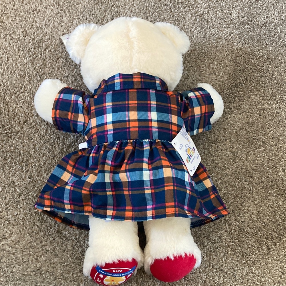 Build-A-Bear Cream Teddy in Blue Plaid Dress - Picture 2 of 2